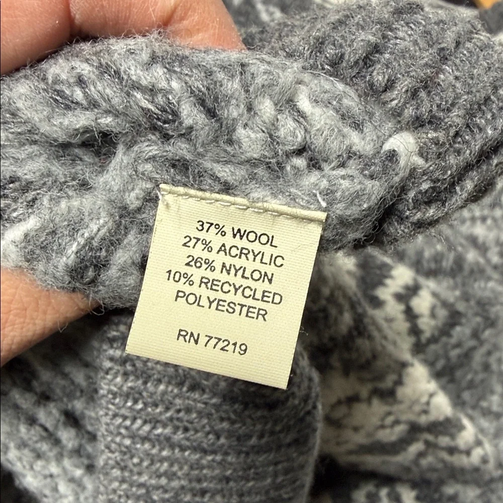 Joseph Abboud Charcoal gray Cream fair isle Knit Sweater XXL unisex wool blend